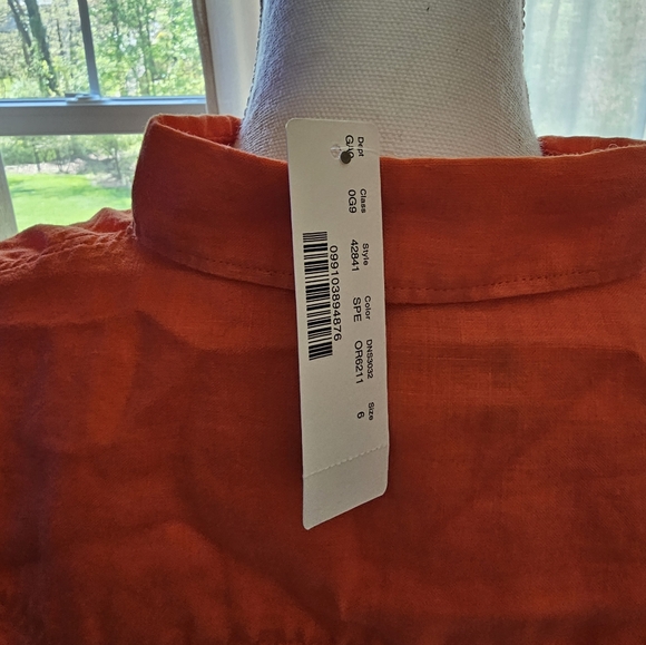 NWT, JCrew, Orange, Linen, Long Sleeve Shirt, size 6 - Picture 3 of 3